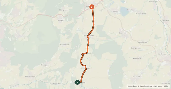 Kartenübersicht der Radroute Radroutennetz Landkreis GÖ V67