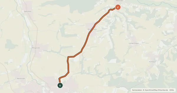 Kartenübersicht der Radroute Radroutennetz Landkreis GÖ V80