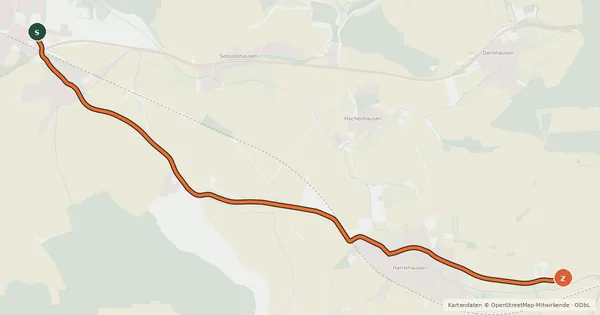 Kartenübersicht der Radroute Radroutennetz NOM Bad Gandersheim - Harriehausen