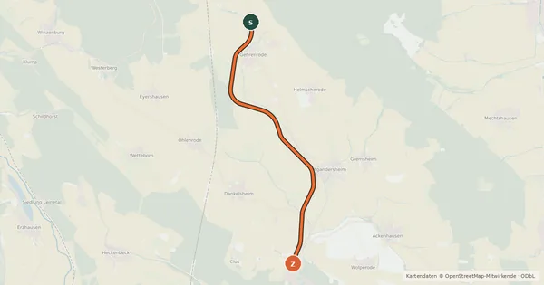 Kartenübersicht der Radroute Radroutennetz NOM Lamspringe - Brunshausen (5)