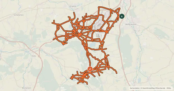 Kartenübersicht der Radroute Radroutennetz Salzgitter