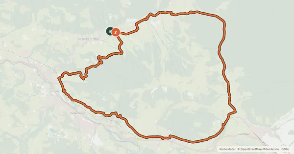 Kartenübersicht der Radroute Radrunde Buchensteinwand