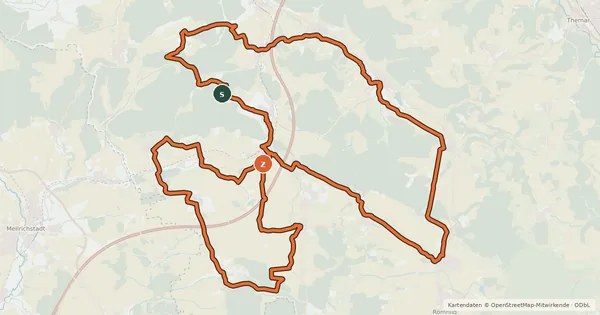 Kartenübersicht der Radroute Radrundroute Grabfeld