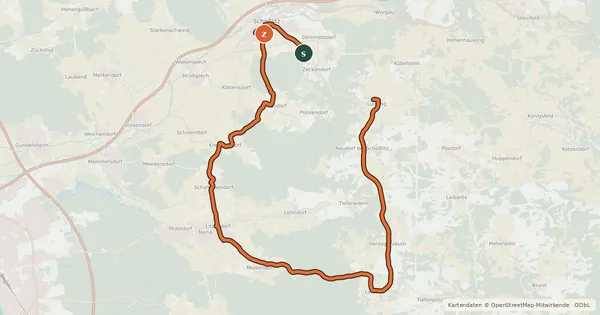 Kartenübersicht der Radroute Radrundwanderweg BA9