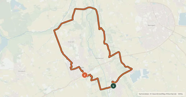Kartenübersicht der Radroute Radrundwanderweg Grefrath