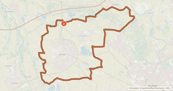 Kartenübersicht der Radroute Radrundwanderweg Kempen