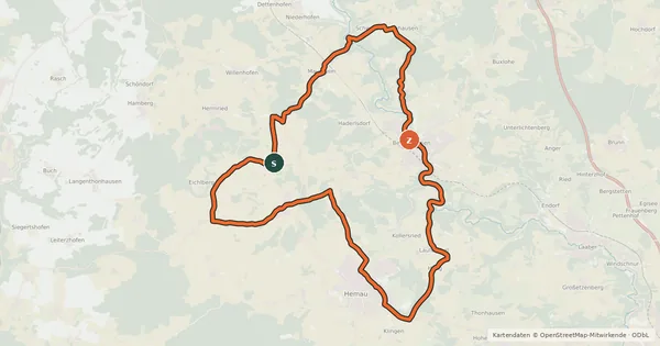Kartenübersicht der Radroute Radrundwanderweg R4 Landkreis Regensburg
