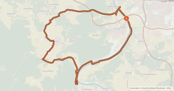Kartenübersicht der Radroute Radrundwanderweg R8 Landkreis Regensburg