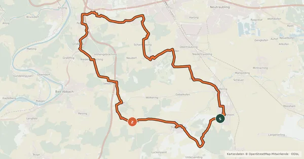 Kartenübersicht der Radroute Radrundwanderweg R9 Landkreis Regensburg