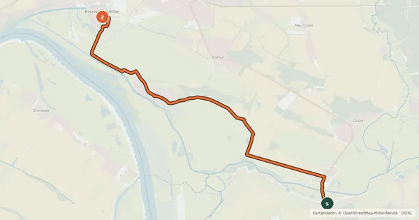 Kartenübersicht der Radroute Radrundweg 2 Teldau-Boizenburg