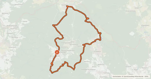 Kartenübersicht der Radroute Radrundweg Bayreuth BT 31