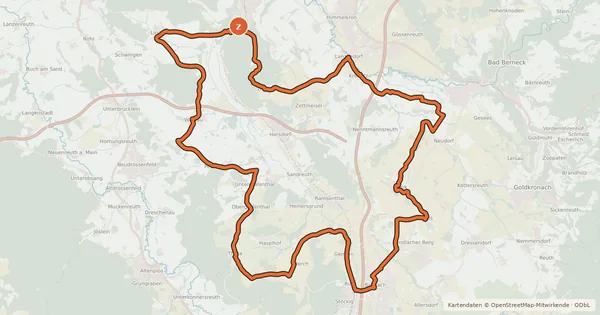 Kartenübersicht der Radroute Radrundweg Bayreuth BT 37