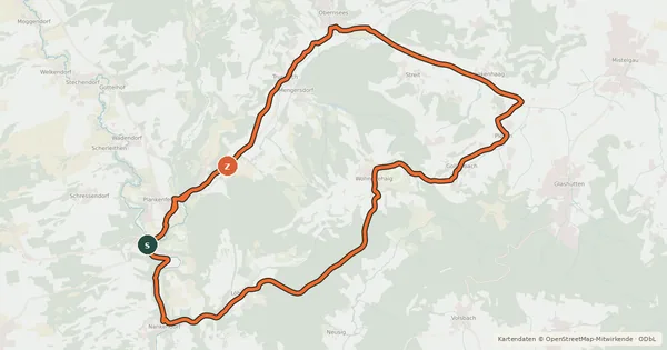 Kartenübersicht der Radroute Radrundweg Bayreuth BT 5