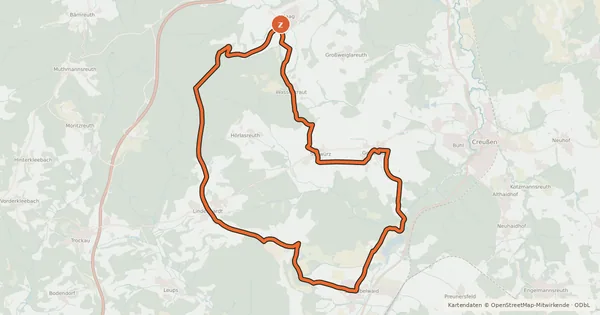 Kartenübersicht der Radroute Radrundweg Bayreuth BT11