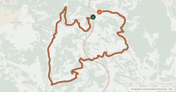 Kartenübersicht der Radroute Radrundweg Bayreuth BT14