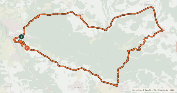 Kartenübersicht der Radroute Radrundweg Bayreuth BT16