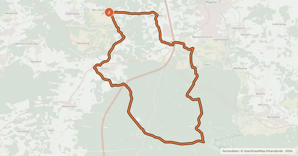Kartenübersicht der Radroute Radrundweg Bayreuth BT18