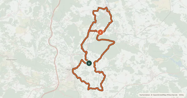 Kartenübersicht der Radroute Radrundweg Bayreuth BT21