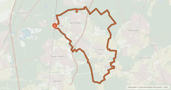 Kartenübersicht der Radroute Radrundweg Dreieich