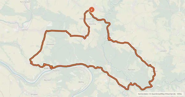 Kartenübersicht der Radroute Radrundweg Hohnstein