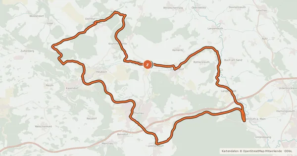 Kartenübersicht der Radroute Radrundweg KU16