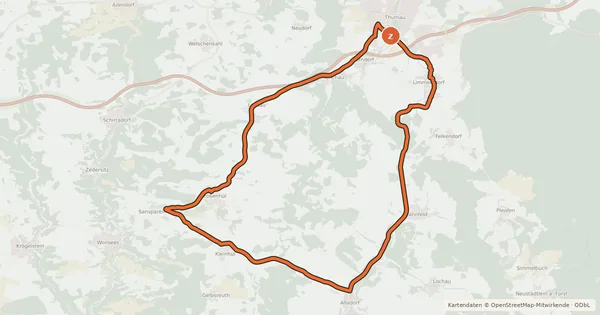 Kartenübersicht der Radroute Radrundweg Kulmbach KU11
