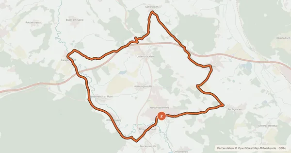 Kartenübersicht der Radroute Radrundweg Kulmbach KU12