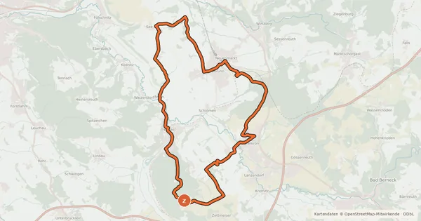 Kartenübersicht der Radroute Radrundweg Kulmbach KU14
