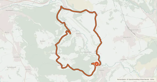 Kartenübersicht der Radroute Radrundweg Kulmbach KU15