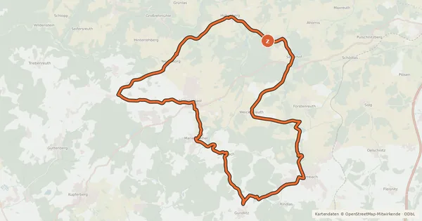 Kartenübersicht der Radroute Radrundweg Kulmbach KU4