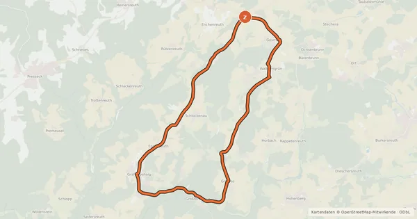 Kartenübersicht der Radroute Radrundweg Kulmbach KU5