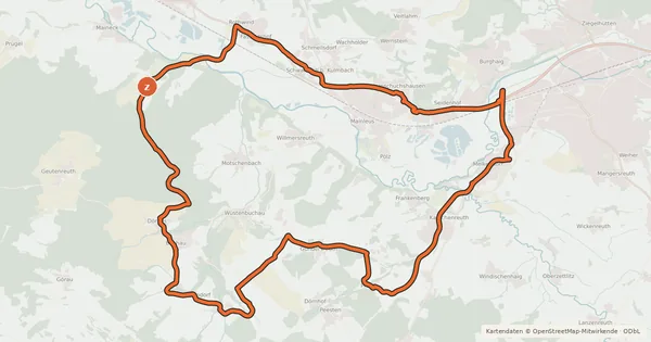 Kartenübersicht der Radroute Radrundweg Kulmbach KU9