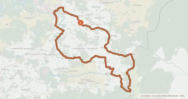Kartenübersicht der Radroute Radrundweg Lkr. TIR 2