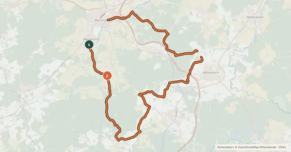 Kartenübersicht der Radroute Radrundweg Lkr. TIR 9