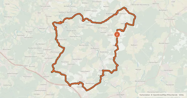 Kartenübersicht der Radroute Radrundweg Puderbacher Land