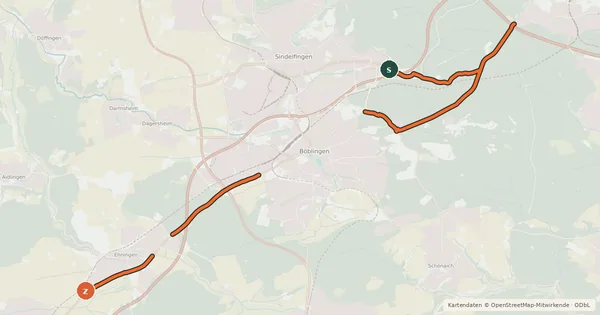 Kartenübersicht der Radroute Radschnellweg 1