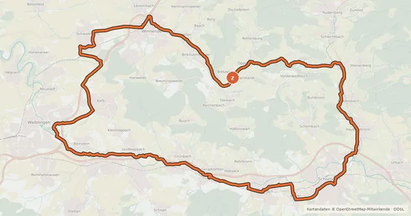 Kartenübersicht der Radroute Radtour Berglen-Remstal