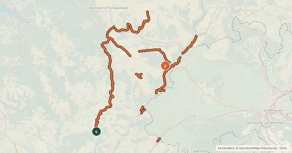Kartenübersicht der Radroute Radverkehrsnetz BW, Landkreis Waldshut