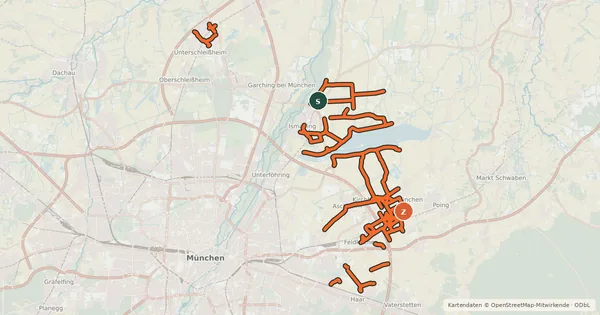 Kartenübersicht der Radroute Radverkehrsnetz des Landkreises München