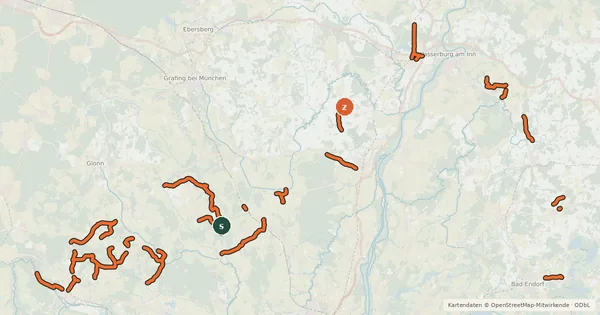 Kartenübersicht der Radroute Radverkehrsnetz des Landkreises Rosenheim