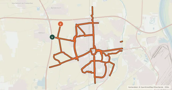 Kartenübersicht der Radroute Radverkehrsnetz FT-Kernstadt