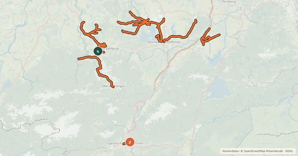 Kartenübersicht der Radroute Radverkehrsnetz Kreis Garmisch-Partenkirchen