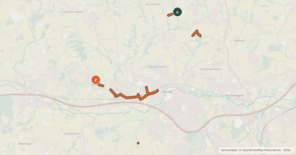 Kartenübersicht der Radroute Radverkehrsnetz Kreis Herford, Bünde