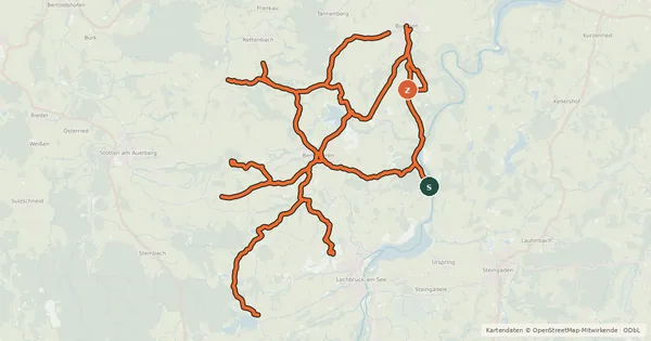 Kartenübersicht der Radroute Radverkehrsnetz Kreis Weilheim-Schongau - Bernbeuren