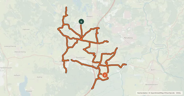 Kartenübersicht der Radroute Radverkehrsnetz Kreis Weilheim-Schongau - Habach