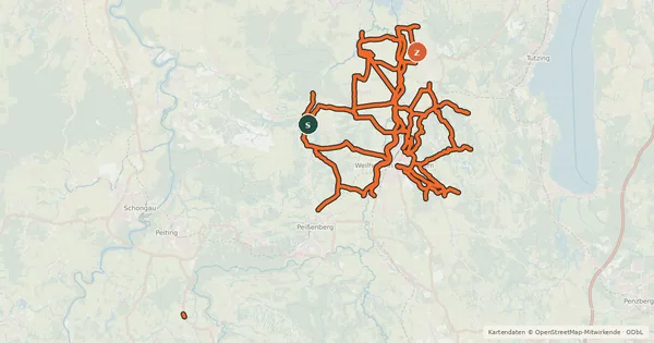 Kartenübersicht der Radroute Radverkehrsnetz Kreis Weilheim-Schongau - Weilheim