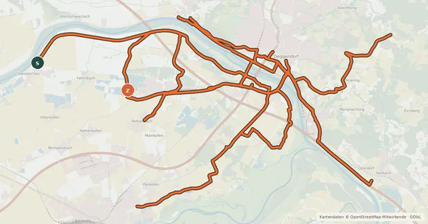 Kartenübersicht der Radroute Radverkehrsnetz Landkreis Deggendorf