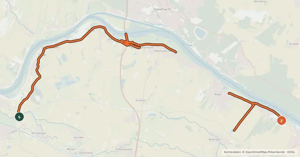 Kartenübersicht der Radroute Radverkehrsnetz Landkreis Harburg