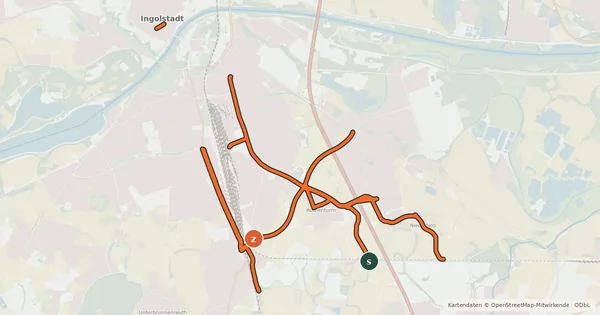 Kartenübersicht der Radroute Radverkehrsnetz Landkreis Ingolstadt