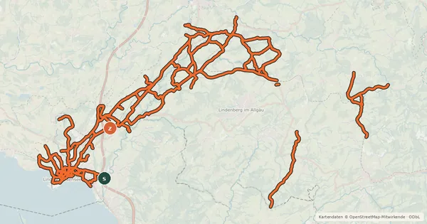 Kartenübersicht der Radroute Radverkehrsnetz Landkreis Lindau